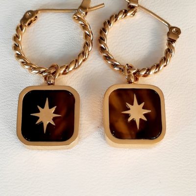 Boucles d'oreilles Alba marron foncé