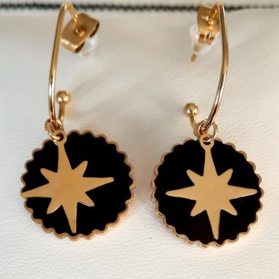 Boucles d'oreilles Étoile noire et doré