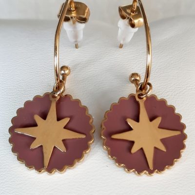 Boucles d'oreilles Étoile taupe et doré