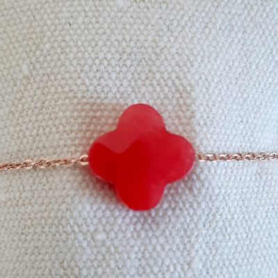 Bracelet trèfle rouge