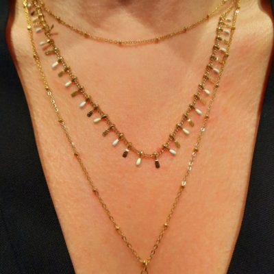 Collier trois tours blanc