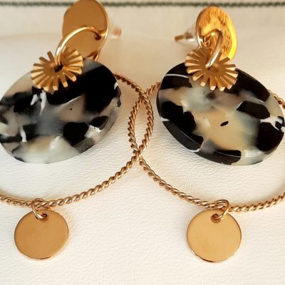 Créoles Galaxie doré et noire