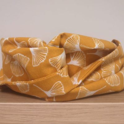 Headband 100% coton fait main jaune moutarde