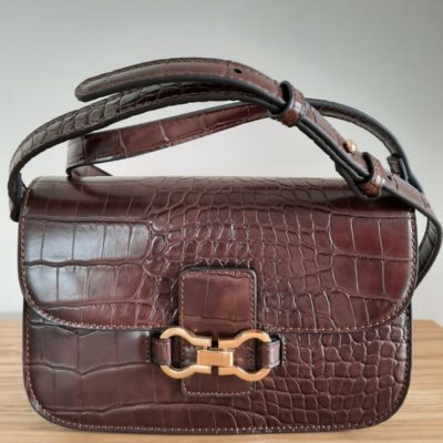 Sac brun façon croco